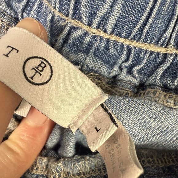 Billy T Tiered Denim Pants Large Drawstring Waist Wide Leg Boho Festival Summer - Picture 7 of 8